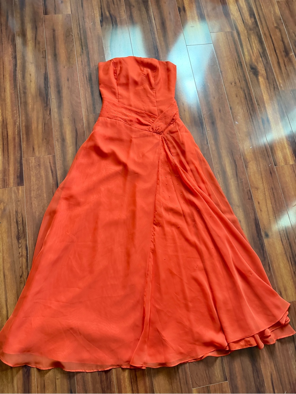 Jordan Strapless Orange Formal Gown